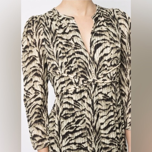 ba&sh Jacquard Midi Dress with Tiger Print Medium - Picture 4 of 9